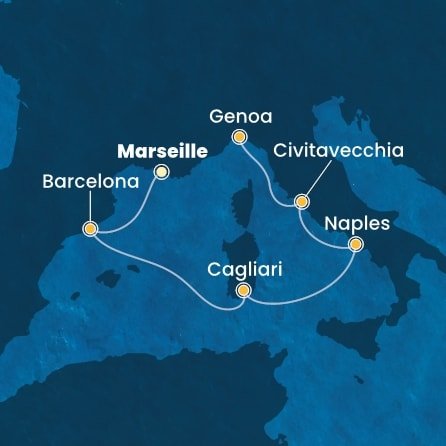 Francie, Španělsko, Itálie z Marseille na lodi Costa Smeralda