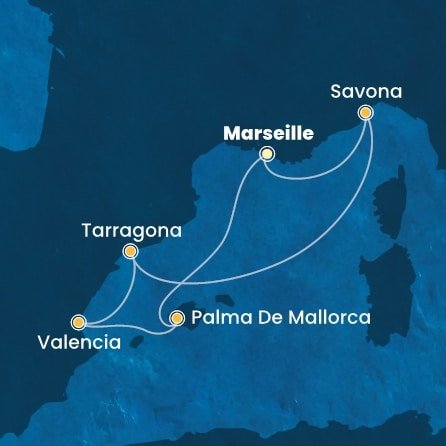 Francie, Itálie, Španělsko z Marseille na lodi Costa Diadema