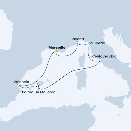 Francie, Itálie, Španělsko z Marseille na lodi Costa Diadema