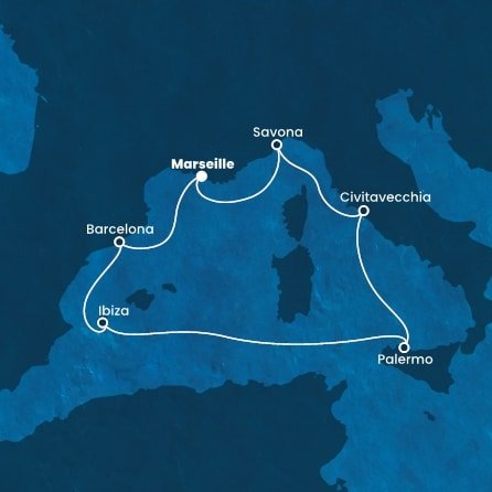 Francie, Španělsko, Itálie z Marseille na lodi Costa Toscana