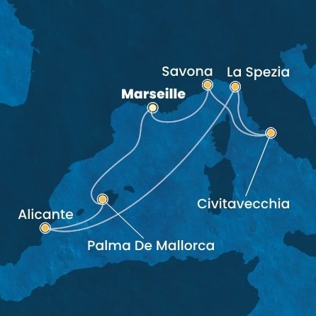 Francie, Španělsko, Itálie z Marseille na lodi Costa Pacifica
