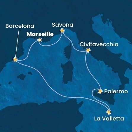 Francie, Španělsko, Malta, Itálie z Marseille na lodi Costa Pacifica
