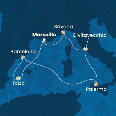 Francie, Španělsko, Itálie z Marseille na lodi Costa Smeralda