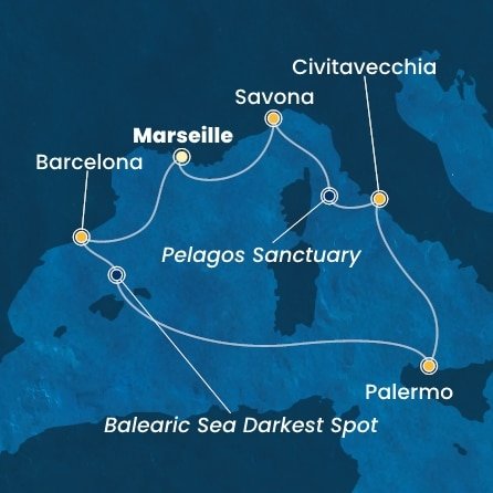 Francie, Španělsko, Itálie z Marseille na lodi Costa Toscana