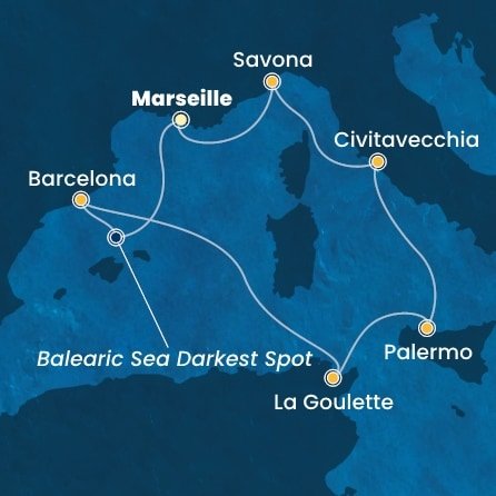 Francie, Španělsko, Tunisko, Itálie z Marseille na lodi Costa Pacifica