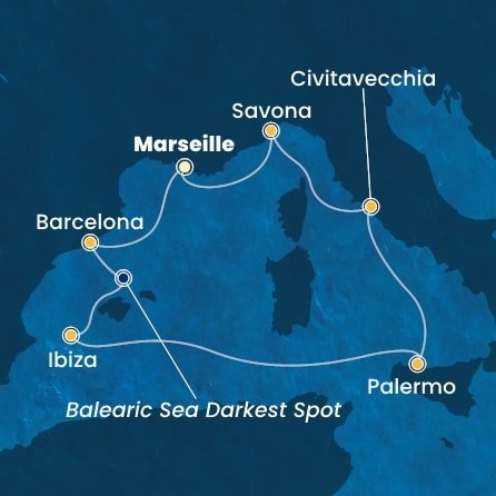 Francie, Španělsko, Itálie z Marseille na lodi Costa Smeralda