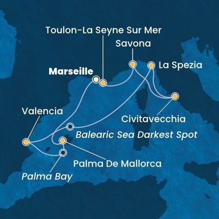 Francie, Španělsko, Itálie z Marseille na lodi Costa Pacifica