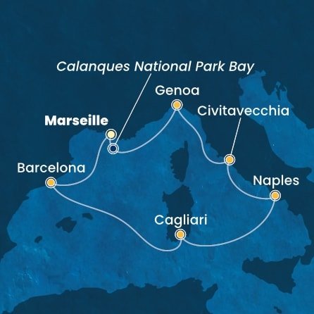 Francie, Španělsko, Itálie z Marseille na lodi Costa Toscana