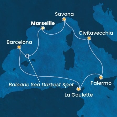 Francie, Španělsko, Tunisko, Itálie z Marseille na lodi Costa Pacifica