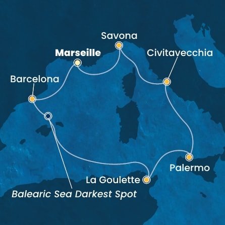 Francie, Španělsko, Tunisko, Itálie z Marseille na lodi Costa Toscana