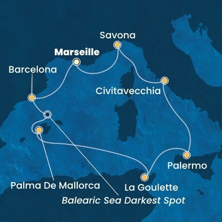 Francie, Španělsko, Tunisko, Itálie z Marseille na lodi Costa Toscana