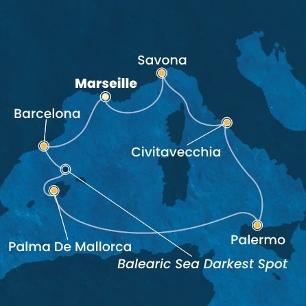 Francie, Španělsko, Itálie z Marseille na lodi Costa Smeralda