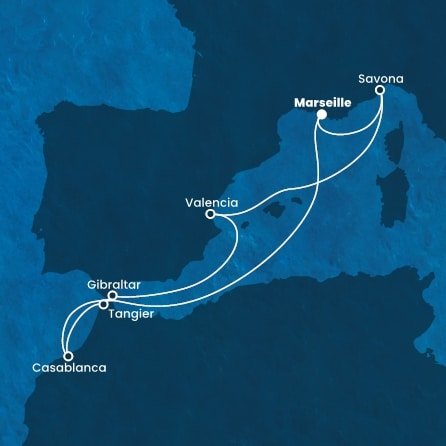 Francie, Maroko, Velká Británie, Španělsko, Itálie z Marseille na lodi Costa Favolosa