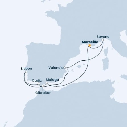 Francie, Španělsko, Portugalsko, Velká Británie, Itálie z Marseille na lodi Costa Fascinosa