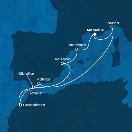 Francie, Itálie, Španělsko, Maroko, Velká Británie z Marseille na lodi Costa Fortuna