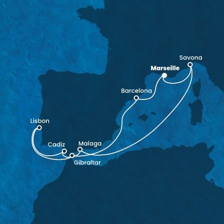 Francie, Itálie, Španělsko, Portugalsko, Velká Británie z Marseille na lodi Costa Fortuna