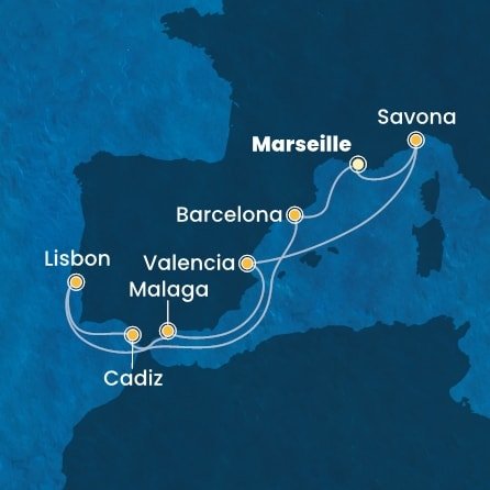 Francie, Španělsko, Portugalsko, Itálie z Marseille na lodi Costa Pacifica