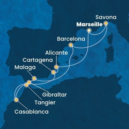 Francie, Itálie, Španělsko, Maroko, Velká Británie z Marseille na lodi Costa Pacifica