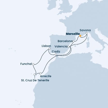 Francie, Itálie, Španělsko, Portugalsko z Marseille na lodi Costa Diadema