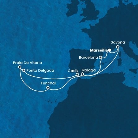 Francie, Itálie, Španělsko, Portugalsko z Marseille na lodi Costa Fortuna