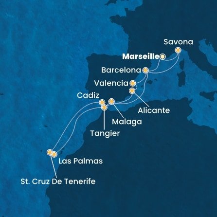 Francie, Španělsko, Maroko, Itálie z Marseille na lodi Costa Toscana