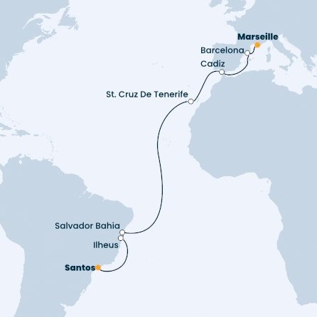 Francie, Španělsko, Brazílie z Marseille na lodi Costa Firenze