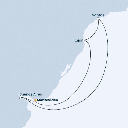 Uruguay, Argentina, Brazílie z Montevidea na lodi Costa Favolosa