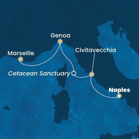 Itálie, Francie z Neapole na lodi Costa Smeralda