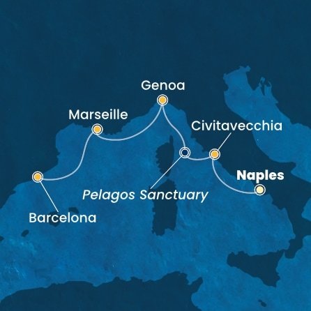 Itálie, Francie, Španělsko z Neapole na lodi Costa Smeralda