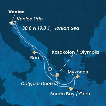 Itálie, Řecko z Marghery na lodi Costa Deliziosa