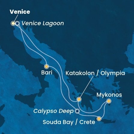 Itálie, Řecko z Marghery na lodi Costa Deliziosa