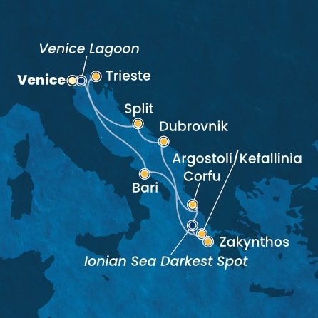 Itálie, Řecko, Chorvatsko z Marghery na lodi Costa Deliziosa