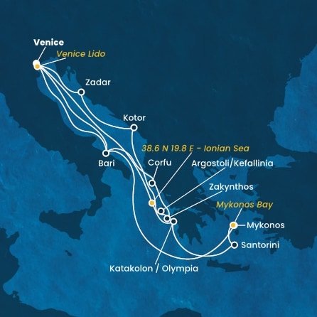 Itálie, Řecko, Černá Hora, Chorvatsko,  na lodi Costa Deliziosa