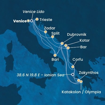 Itálie, Chorvatsko, Řecko, Černá Hora na lodi Costa Deliziosa