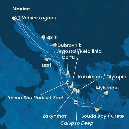 Itálie, Kréta, Řecko, Kefalonie, Chorvatsko z Marghery na lodi Costa Deliziosa