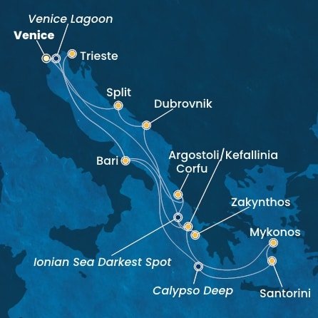 Itálie, Řecko, Chorvatsko z Marghery na lodi Costa Deliziosa