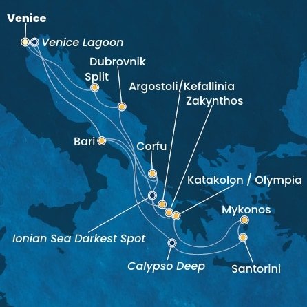Itálie, Řecko, Chorvatsko z Marghery na lodi Costa Deliziosa
