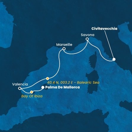 Španělsko, , Francie, Itálie z Palma de Mallorca na lodi Costa Pacifica
