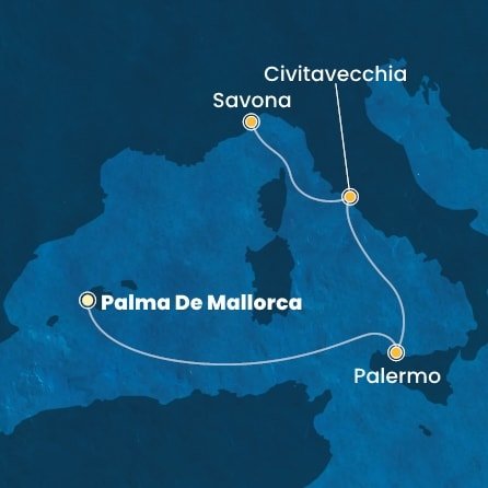 Španělsko, Itálie z Palma de Mallorca na lodi Costa Pacifica