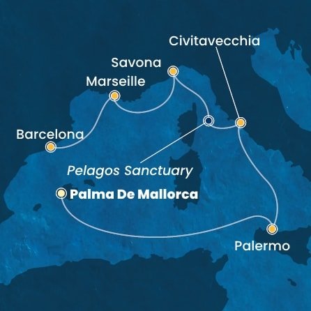 Španělsko, Itálie, Francie z Palma de Mallorca na lodi Costa Toscana