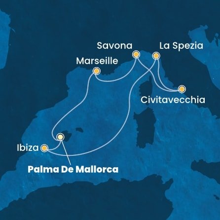Španělsko, Itálie, Francie z Palma de Mallorca na lodi Costa Pacifica