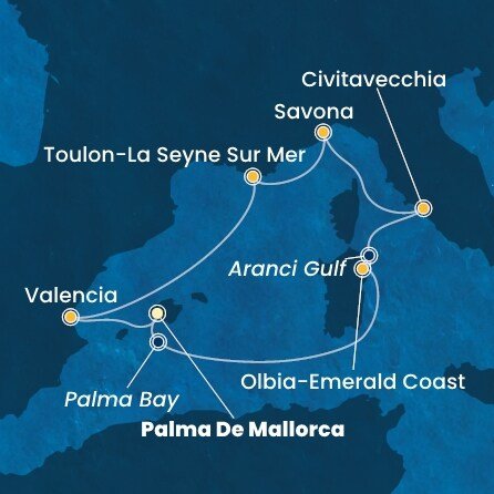 Španělsko, Itálie, Francie z Palma de Mallorca na lodi Costa Pacifica