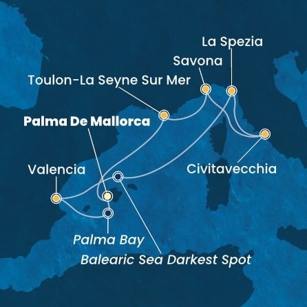 Španělsko, Itálie, Francie z Palma de Mallorca na lodi Costa Pacifica