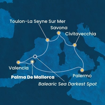 Španělsko, Itálie, Francie z Palma de Mallorca na lodi Costa Pacifica