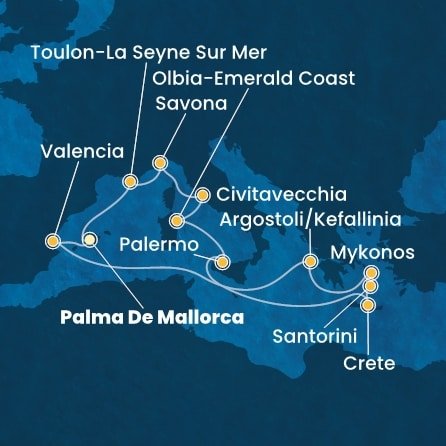 Španělsko, Řecko, Itálie, Francie z Palma de Mallorca na lodi Costa Pacifica