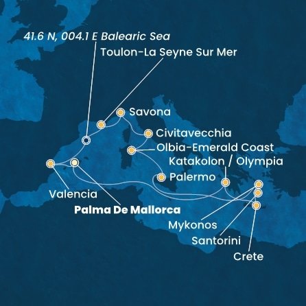 Španělsko, Řecko, Itálie, Francie z Palma de Mallorca na lodi Costa Pacifica