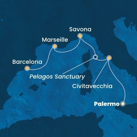 Itálie, Francie, Španělsko z Palerma na lodi Costa Toscana
