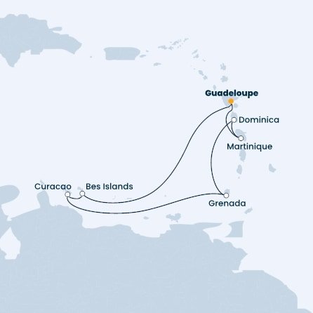 Guadeloupe, Bonaire, Curacao, Grenada, Dominika, Martinik z Pointe-à-Pitre, Guadeloupe na lodi Costa Fascinosa