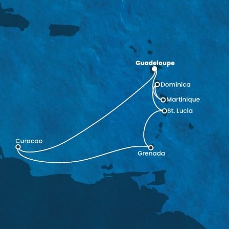 Guadeloupe, Curacao, Grenada, Svatá Lucie, Dominika, Martinik z Pointe-à-Pitre, Guadeloupe na lodi Costa Fortuna