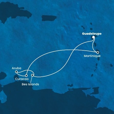 Guadeloupe, Bonaire, Aruba, Curacao, Martinik z Pointe-à-Pitre, Guadeloupe na lodi Costa Fortuna